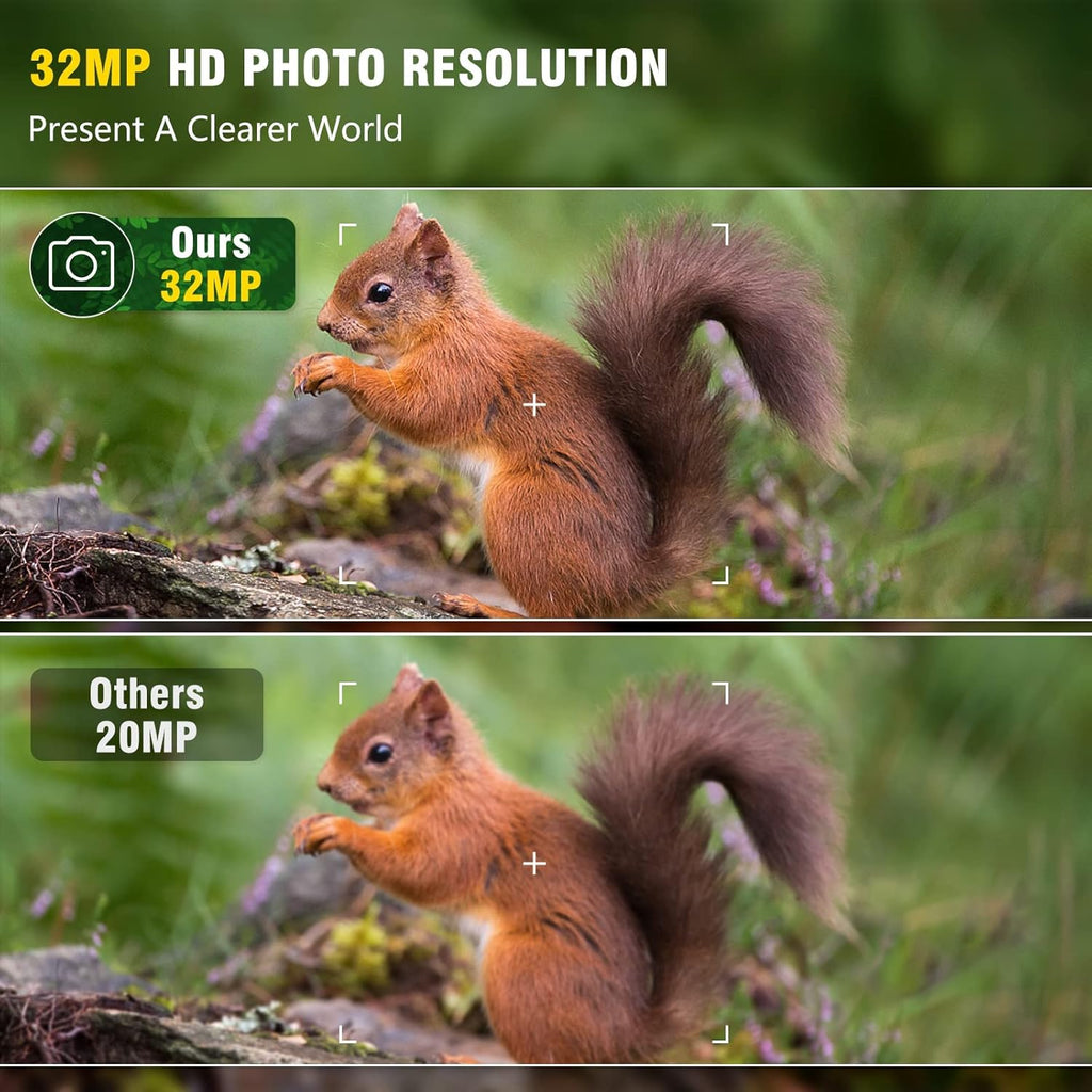4K 32MP 120° Night Vision Motion Activated Waterproof IP66 Wildlife Camera with 32GB Micro SD Card Q832931