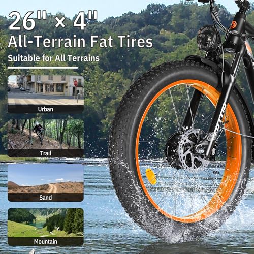 52V 30AH 26" Fat Tire Full Suspension Electric Mountain Bike L14695