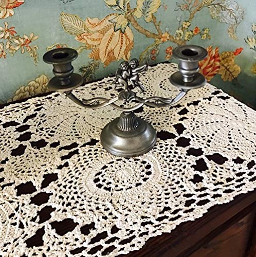 2pcs 100% Cotton Crochet Lace Rectangular Table Runner Ecru White 11 Inch X23 Inch I1862