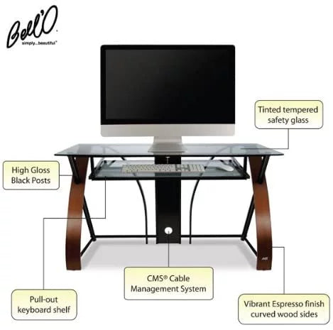 Curved Wood Computer Desk with Keyboard Tray N30817