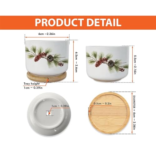 Blue and White Porcelain Ceramic Planters with Bamboo Trays S5532