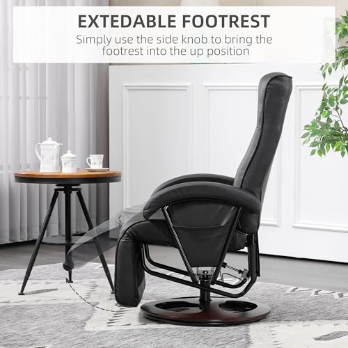 Gray Leather Swivel Recliner Chair with Adjustable Footrest I6489