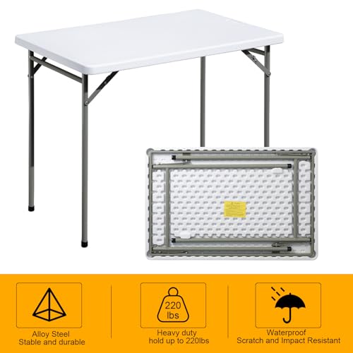 White 3ft Rectangular Plastic Folding Table S490252