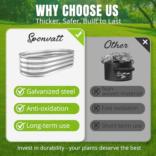 Galvanized Raised Garden Bed Planter Boxes, Large Oval Metal, Silver D80477