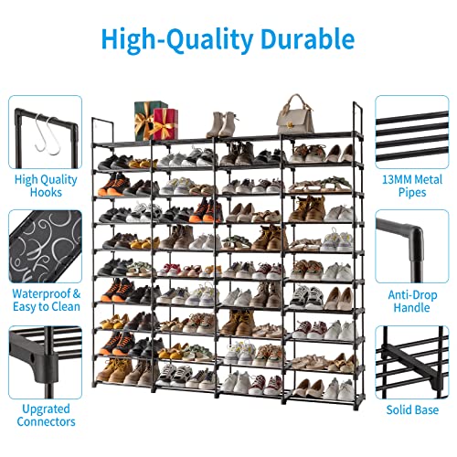 10 Tiers Metal Shoe Rack, Black N945707