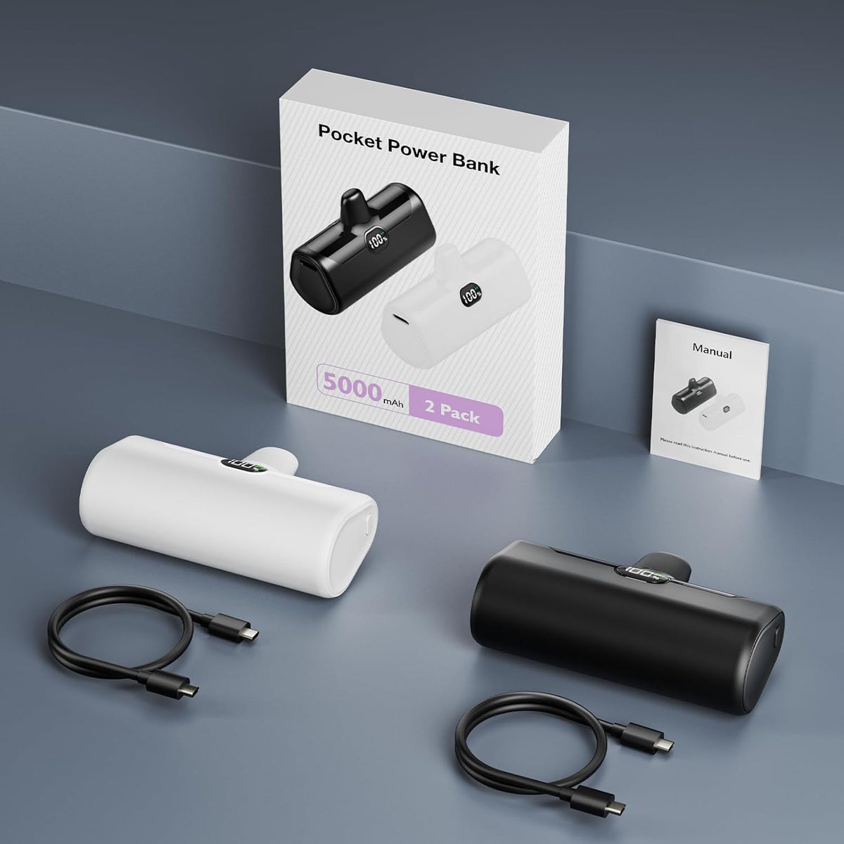 5000mAh 20W PD USB C Fast Charging Battery Pack with LCD Display X832