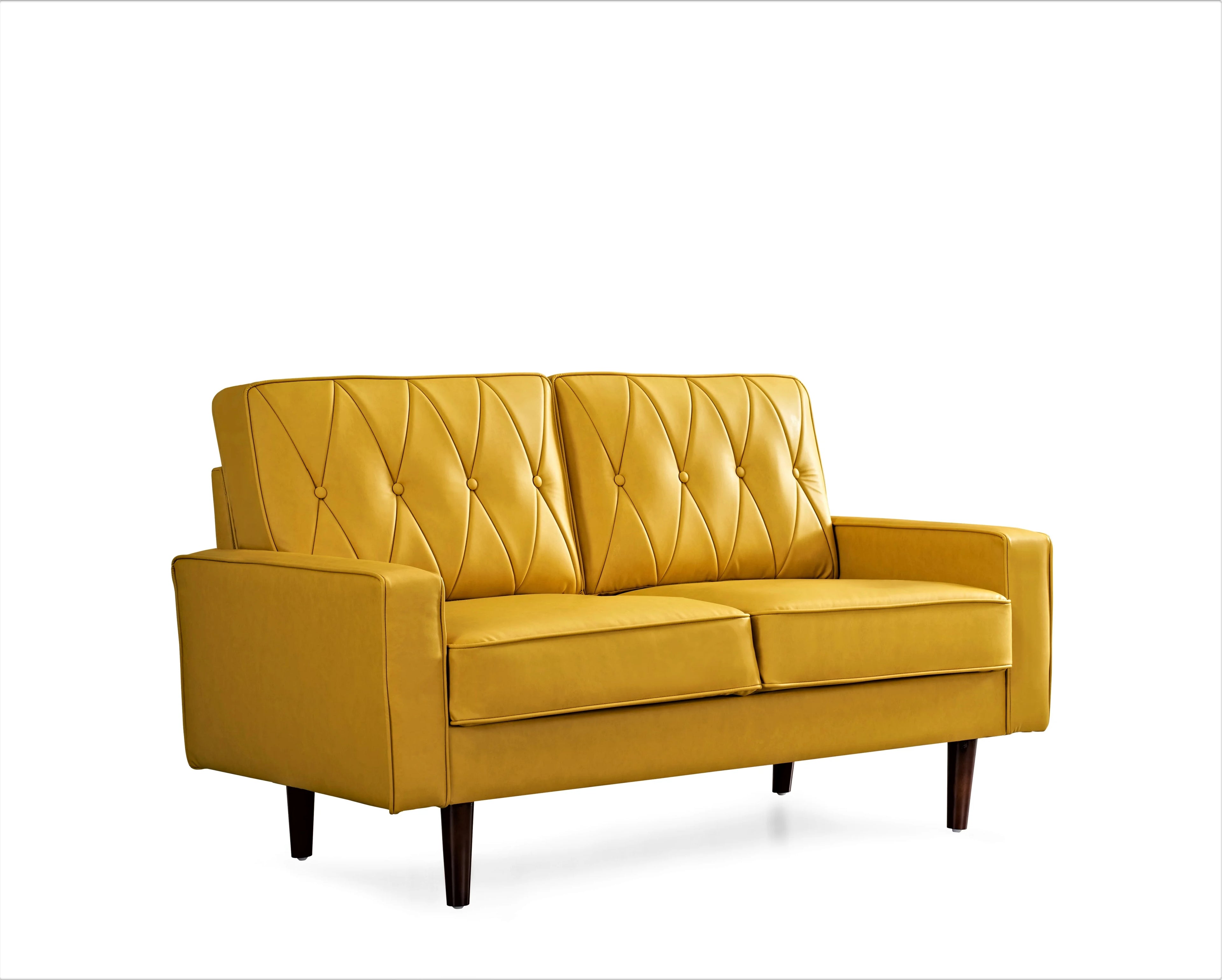 Mustard Yellow Faux Leather Loveseat B15063
