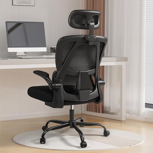 Black High Back Mesh Office Chair with Adjustable Lumbar Support J357906