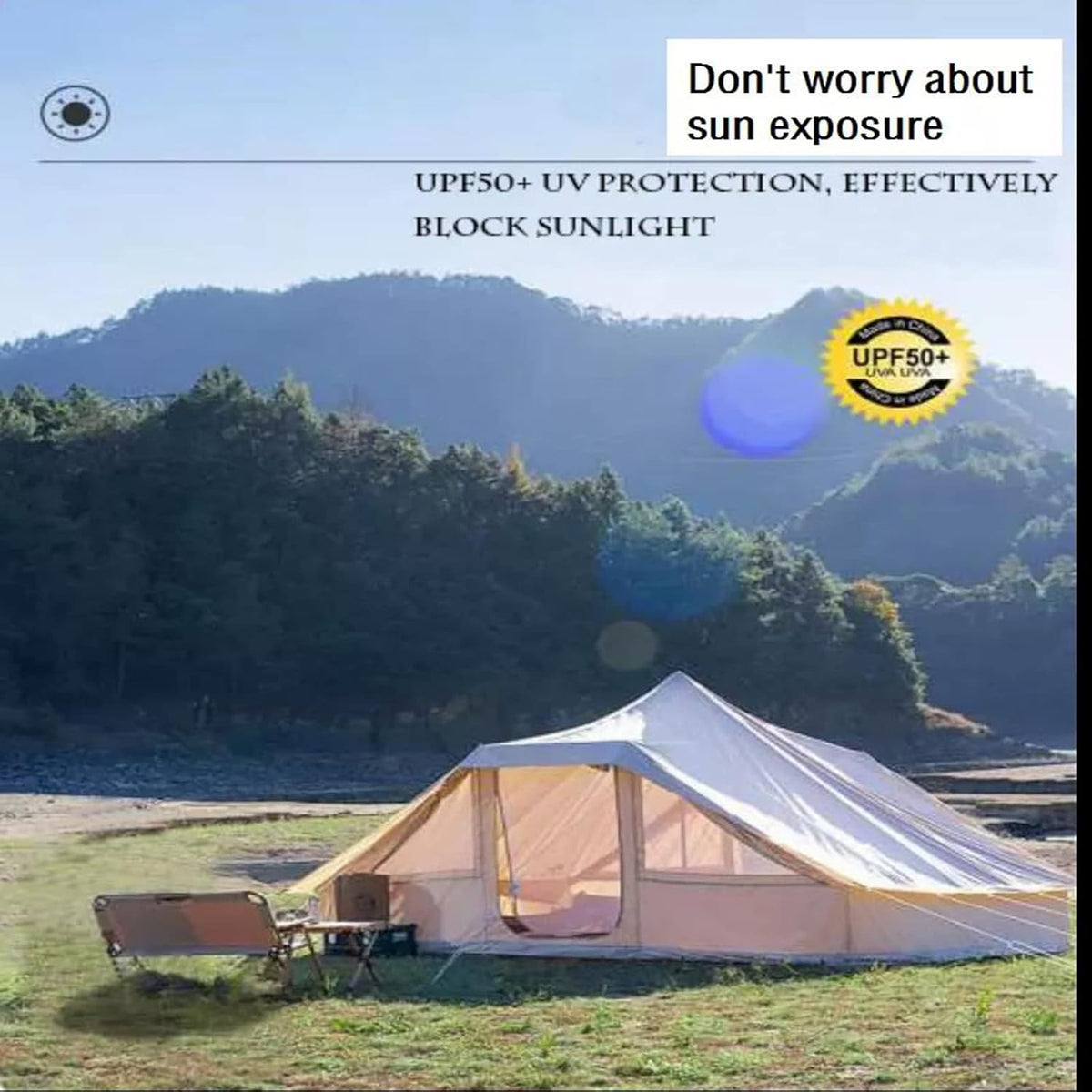 Khaki Double Door Camping Tent Y225304