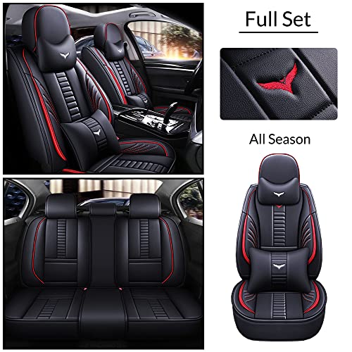 Black Leather 5 Car Seat Covers I363