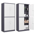 Black 72" Tall Steel Lockable Storage Cabinet with 2 Doors and 5 Adjustable Shelves A64123