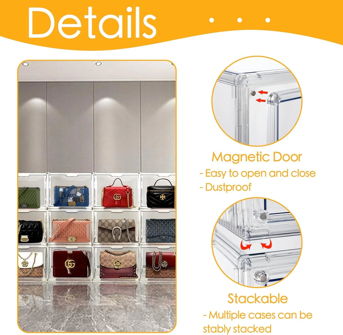 6Pack Clear Acrylic Storage Box with Magnetic Door P69568