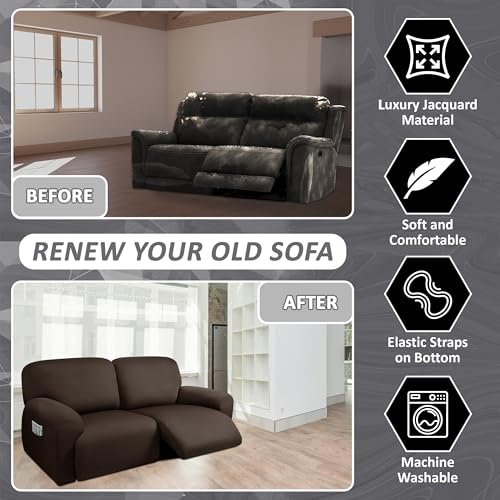 8-Pieces Dark Grey Stretch Recliner Sofa Covers Q168