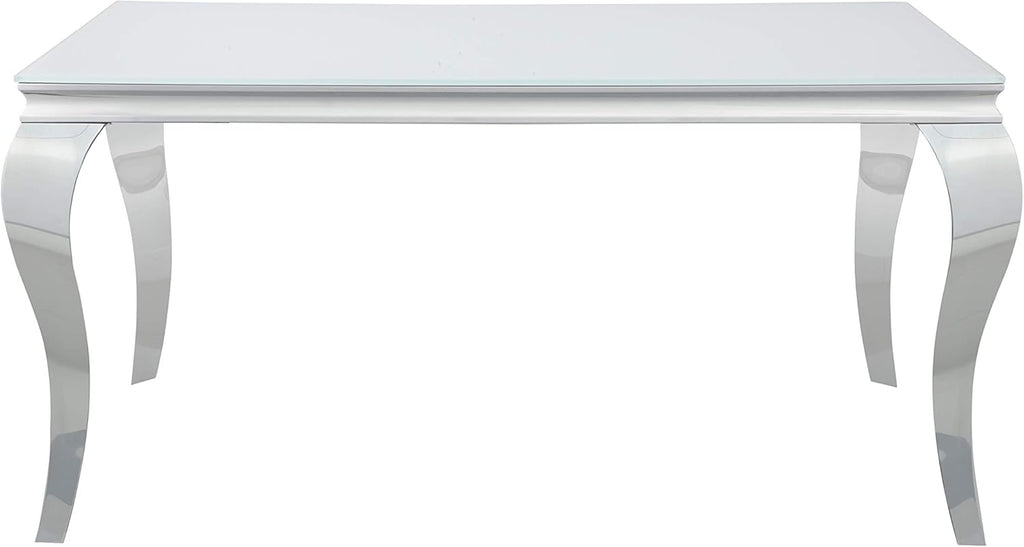 Glass Top White Chrome Dining Table K5303