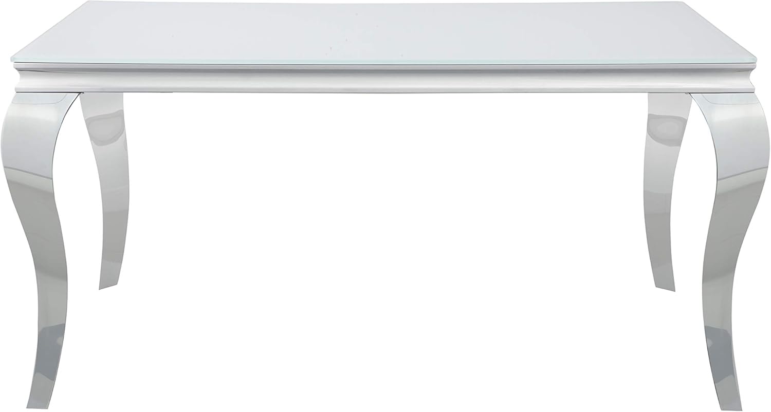 Glass Top White Chrome Dining Table K5303