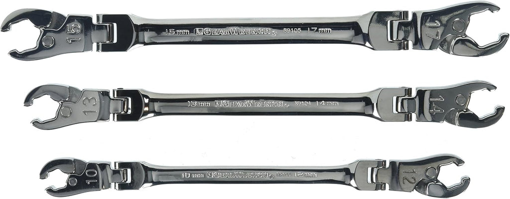 5 Pc. Ratcheting Flex Head Flare Nut Wrench Set, SAE Y322971