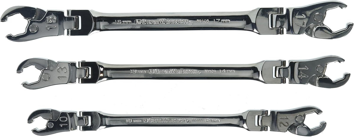 5 Pc. Ratcheting Flex Head Flare Nut Wrench Set, SAE Y322971