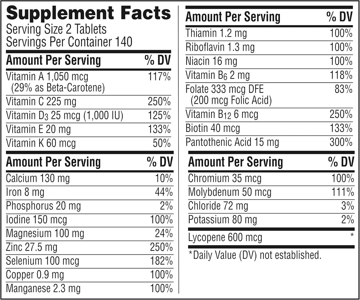 280 Mini Tablets Men's Daily Multivitamin with Zinc and Vitamin C U86911