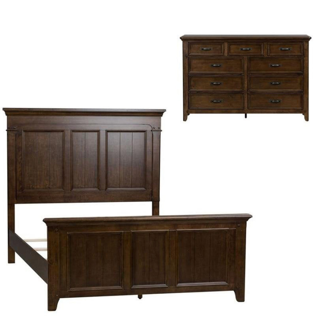 Queen Panel Bed and 9 Drawer Dresser G18072