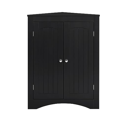 Black Corner Storage Cabinet with 2 Doors C43107