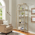 Antique Gold 4 Shelf Glass Metal Etagere Bookcase P6253