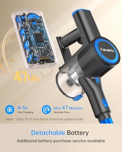 400W Lightweight Cordless Stick Vacuum with Detachable Battery (Blue) I346