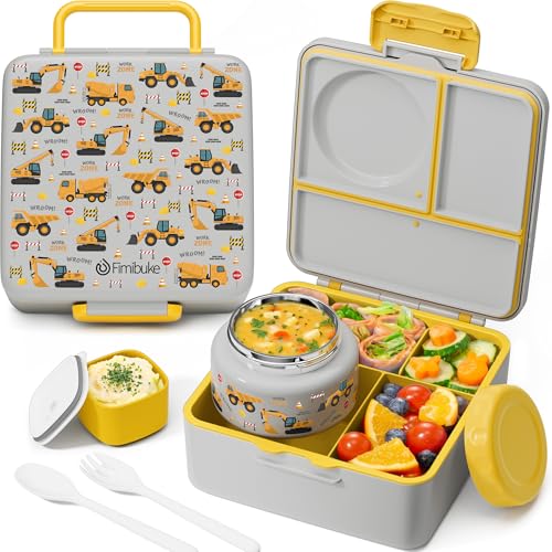 3-4 Compartment 60OZ Bento Box with Leakproof 8OZ Insulated Food Jar I550