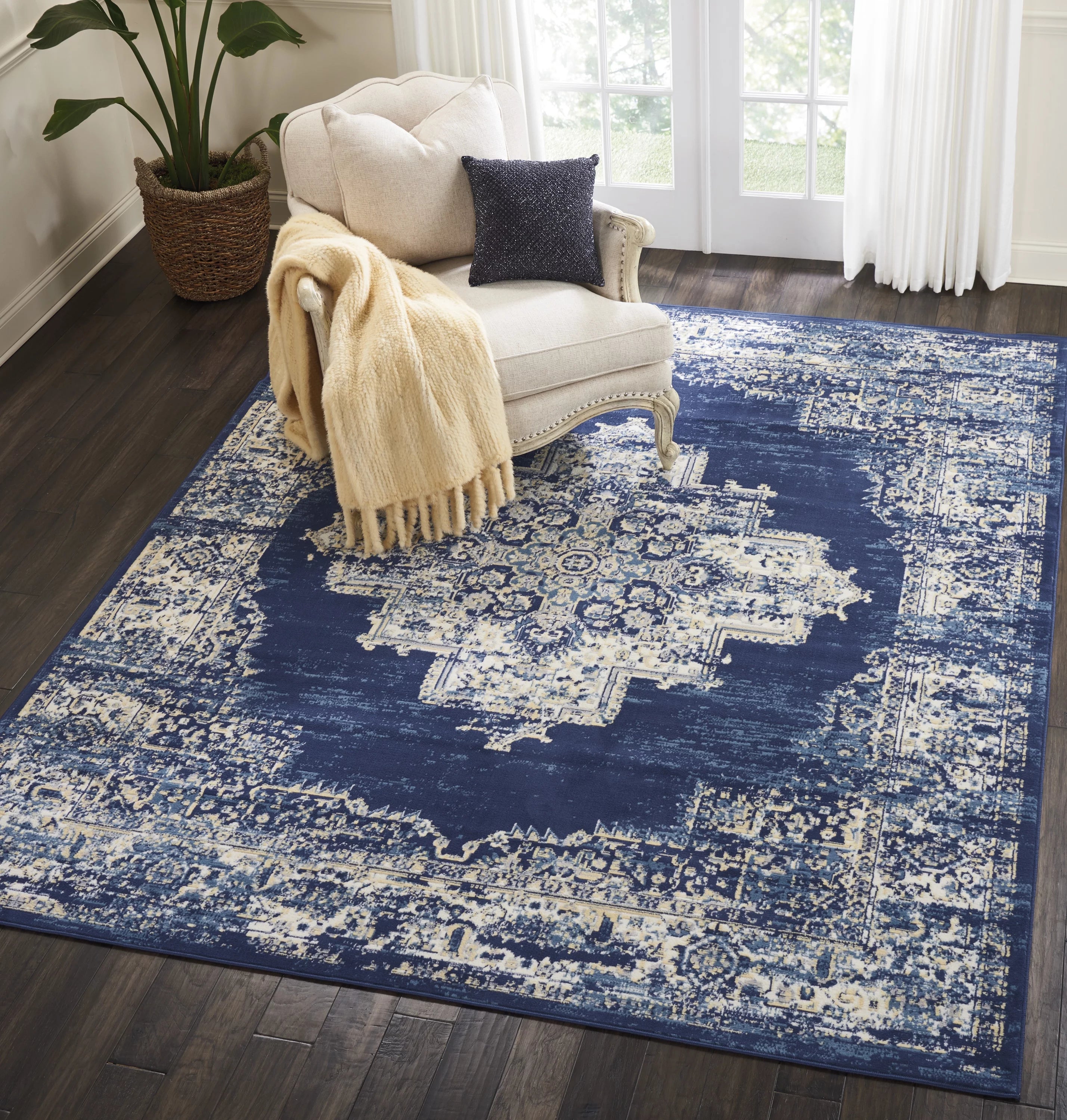 Navy Blue 7'10" x 9'10" Area Rug K84822