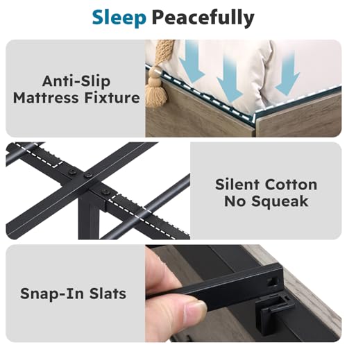 Black Full Size Bed Frame with Headboard, LED, 4 Storage Drawers, Charging Station Z969