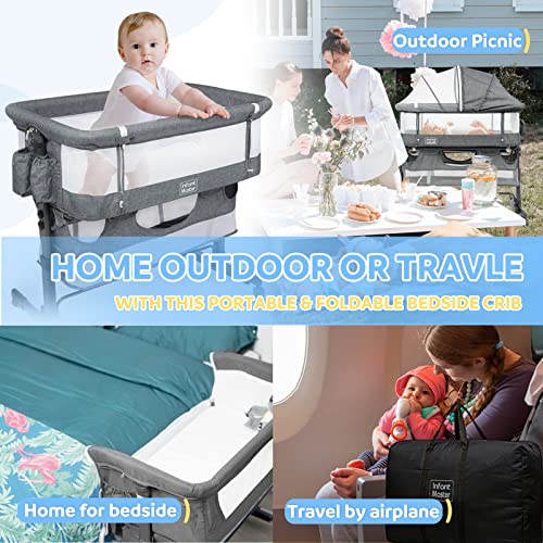 Grey 3 in 1 Baby Bassinet with Mesh Wall G669