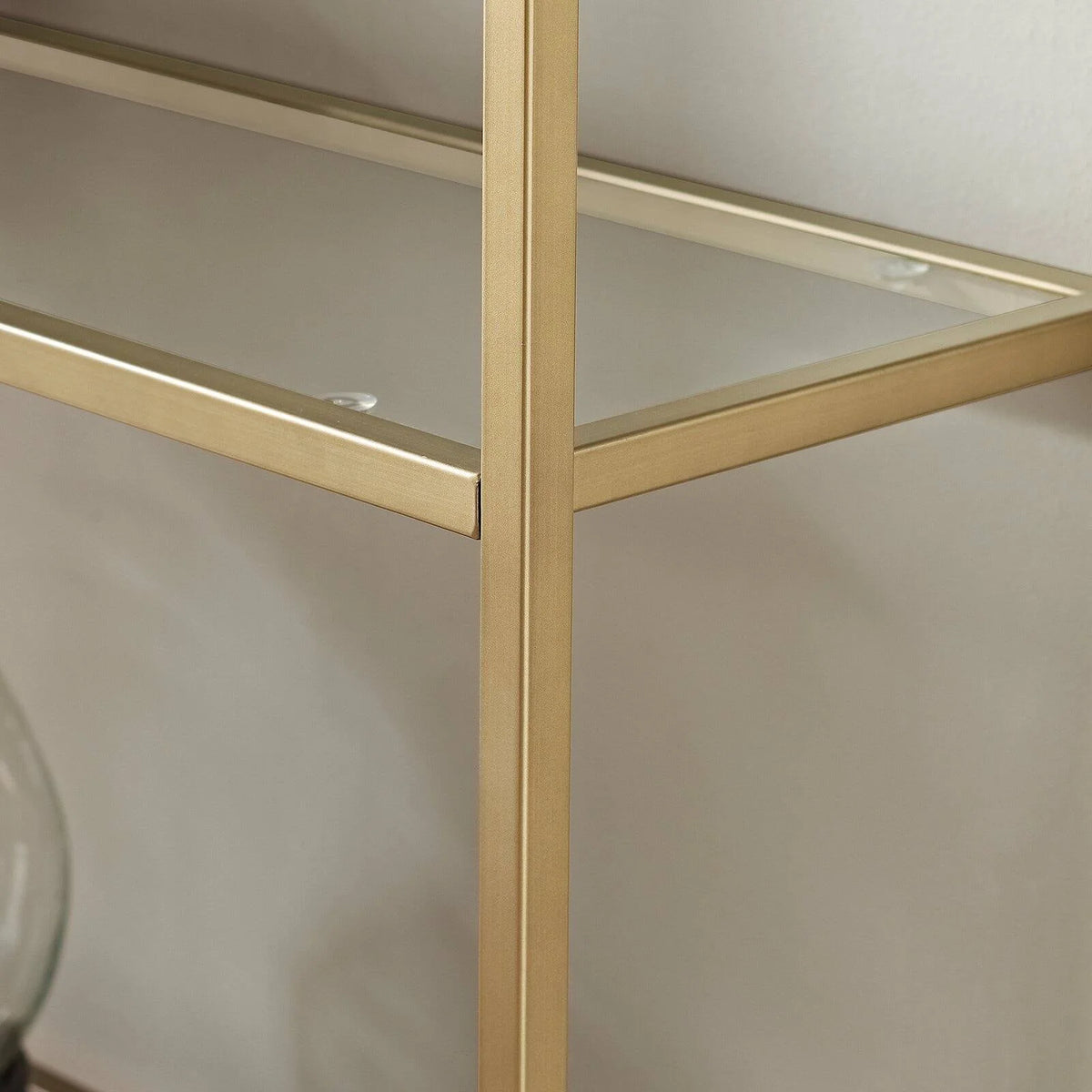 Antique Gold 4 Shelf Glass Metal Etagere Bookcase P6253