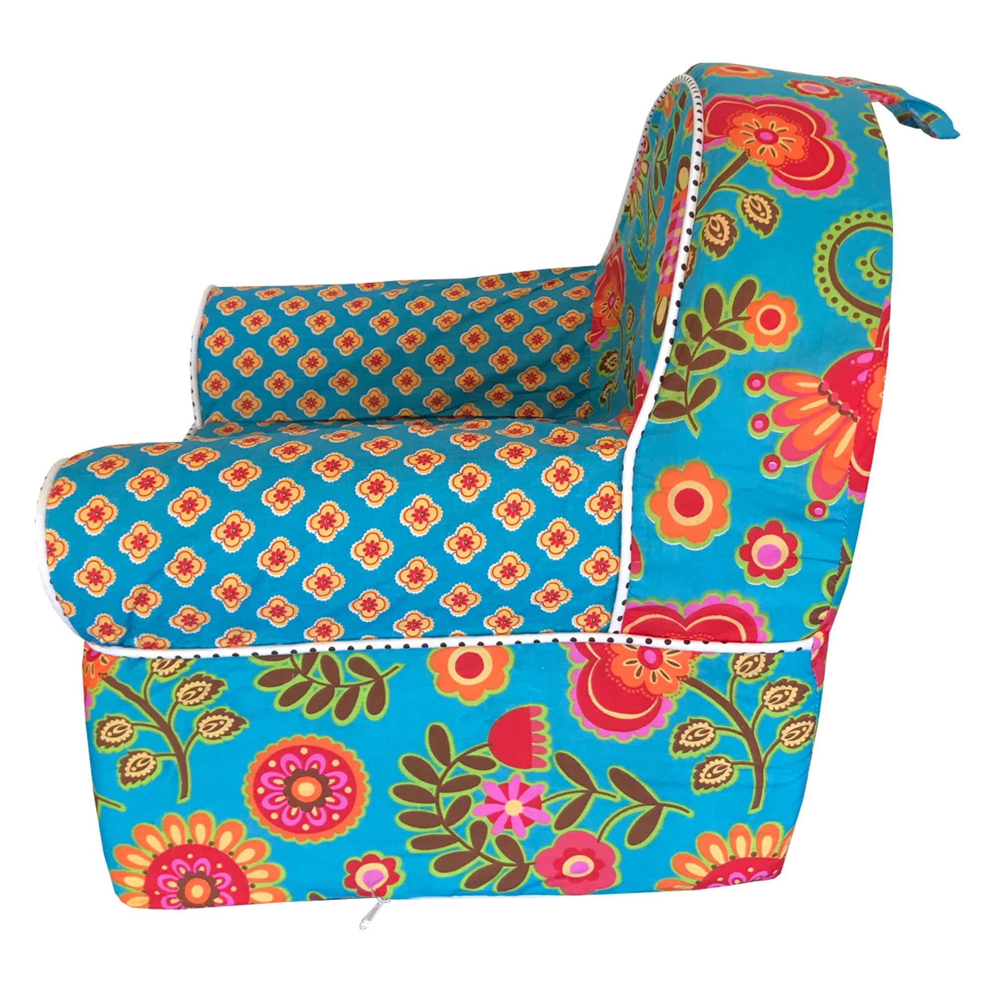 Turquoise Orange Multi Color Floral Dot Foam Chair D772