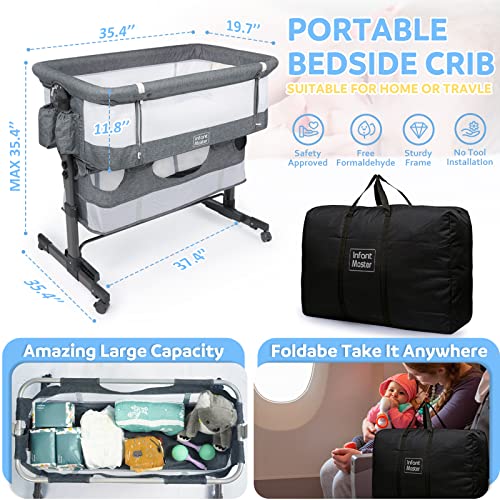 Grey 3 in 1 Baby Bassinet with Mesh Wall G669